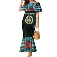 Personalized Djibouti Roots Family Matching Mermaid Dress and Hawaiian Shirt African Map in Fingerprint and Tribal Colors