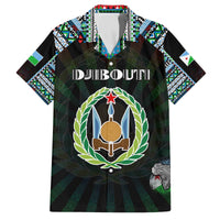 Personalized Djibouti Roots Family Matching Off The Shoulder Long Sleeve Dress and Hawaiian Shirt African Map in Fingerprint and Tribal Colors