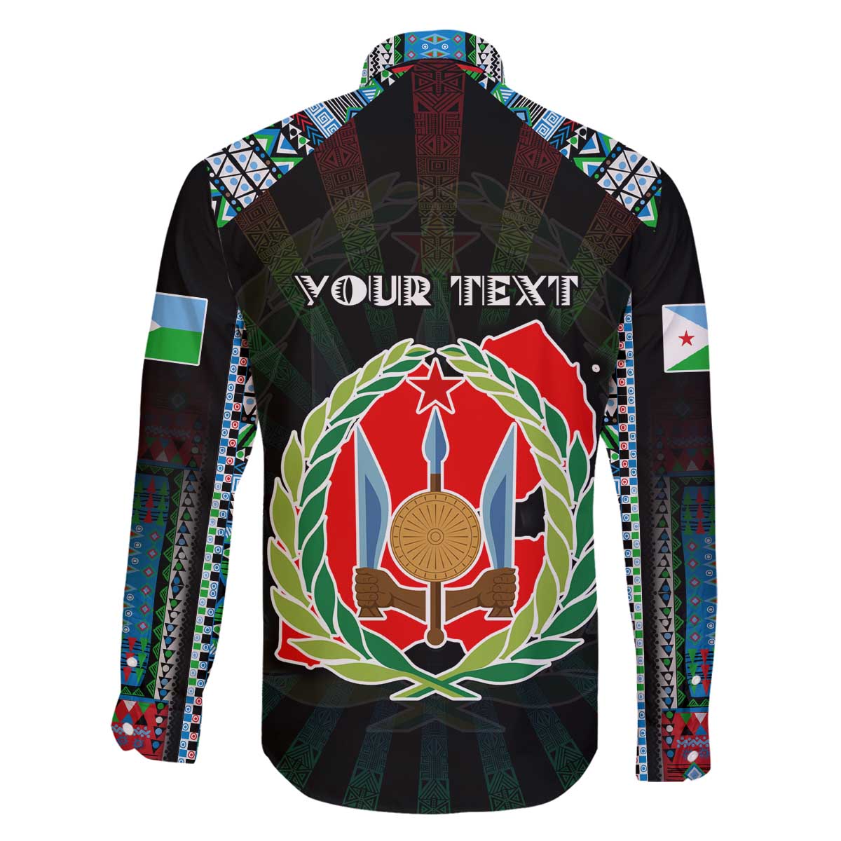 Personalized Djibouti Roots Family Matching Off The Shoulder Long Sleeve Dress and Hawaiian Shirt African Map in Fingerprint and Tribal Colors