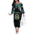 Personalized Djibouti Roots Family Matching Off The Shoulder Long Sleeve Dress and Hawaiian Shirt African Map in Fingerprint and Tribal Colors