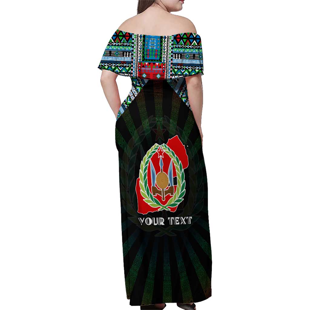 Personalized Djibouti Roots Family Matching Off Shoulder Maxi Dress and Hawaiian Shirt African Map in Fingerprint and Tribal Colors