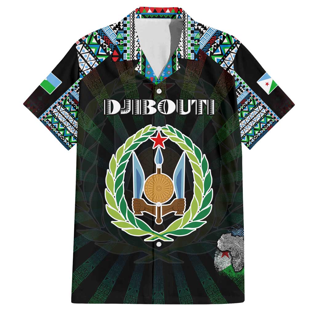 Personalized Djibouti Roots Family Matching Puletasi and Hawaiian Shirt African Map in Fingerprint and Tribal Colors