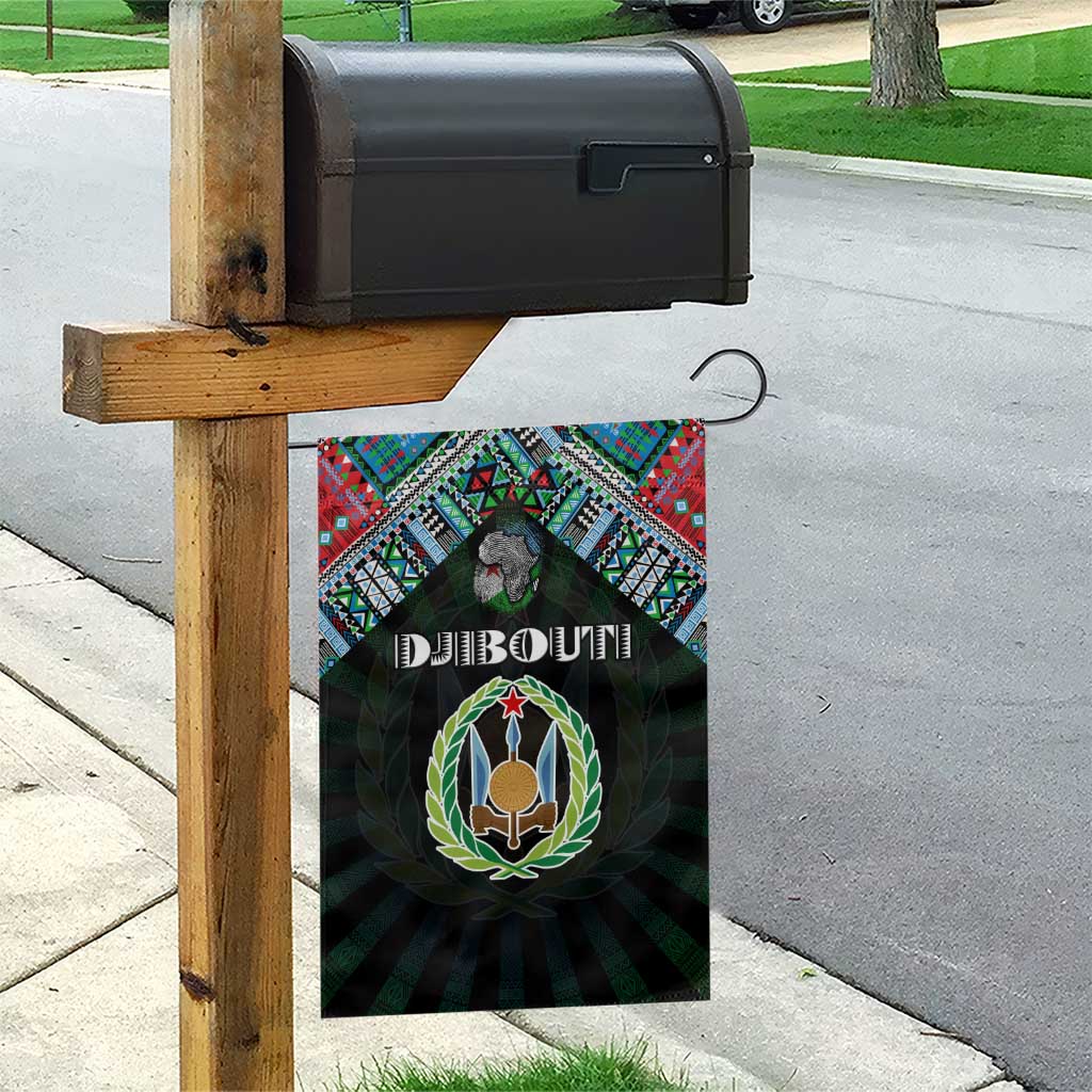 Djibouti Roots Garden Flag African Map in Fingerprint and Tribal Colors