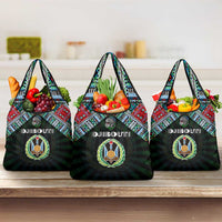 Djibouti Roots Grocery Bag African Map in Fingerprint and Tribal Colors