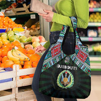 Djibouti Roots Grocery Bag African Map in Fingerprint and Tribal Colors