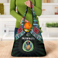 Djibouti Roots Grocery Bag African Map in Fingerprint and Tribal Colors