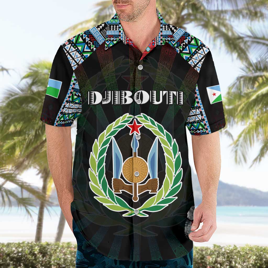 Personalized Djibouti Roots Hawaiian Shirt African Map in Fingerprint and Tribal Colors