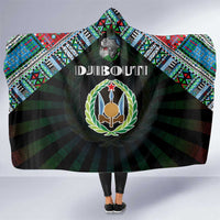 Djibouti Roots Hooded Blanket African Map in Fingerprint and Tribal Colors