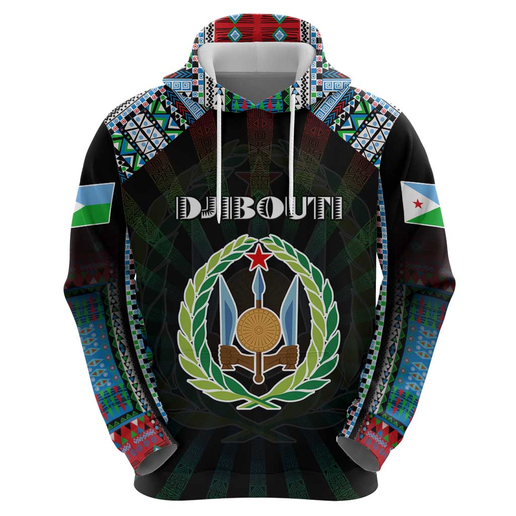 Personalized Djibouti Roots Hoodie African Map in Fingerprint and Tribal Colors