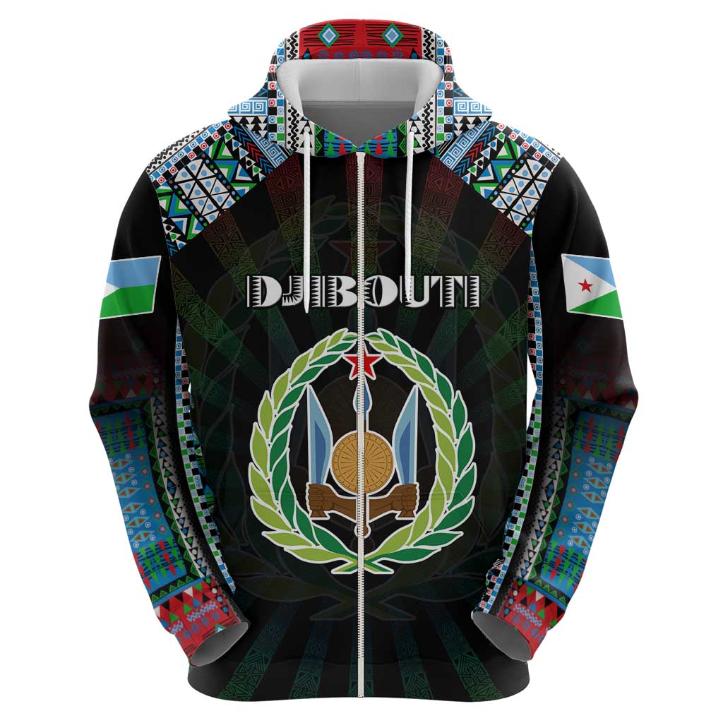 Personalized Djibouti Roots Hoodie African Map in Fingerprint and Tribal Colors