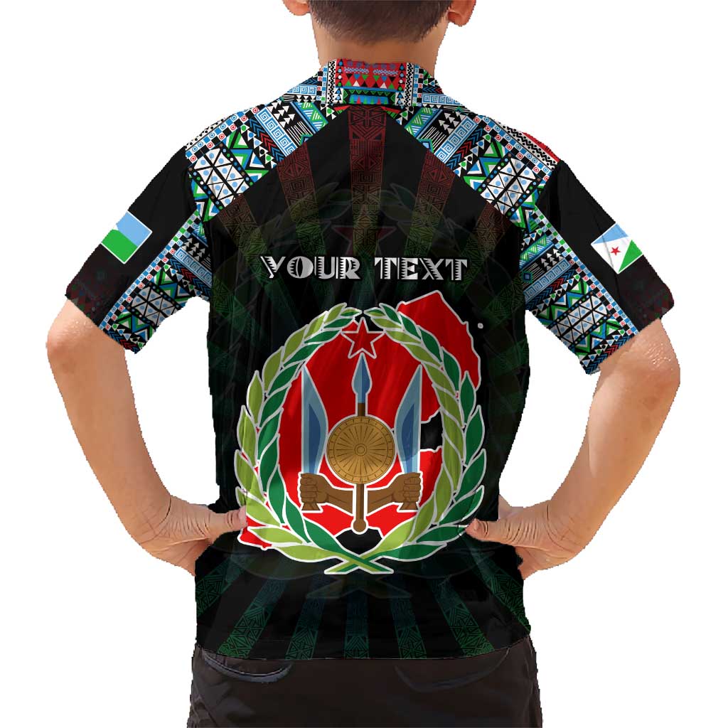 Personalized Djibouti Roots Kid Hawaiian Shirt African Map in Fingerprint and Tribal Colors