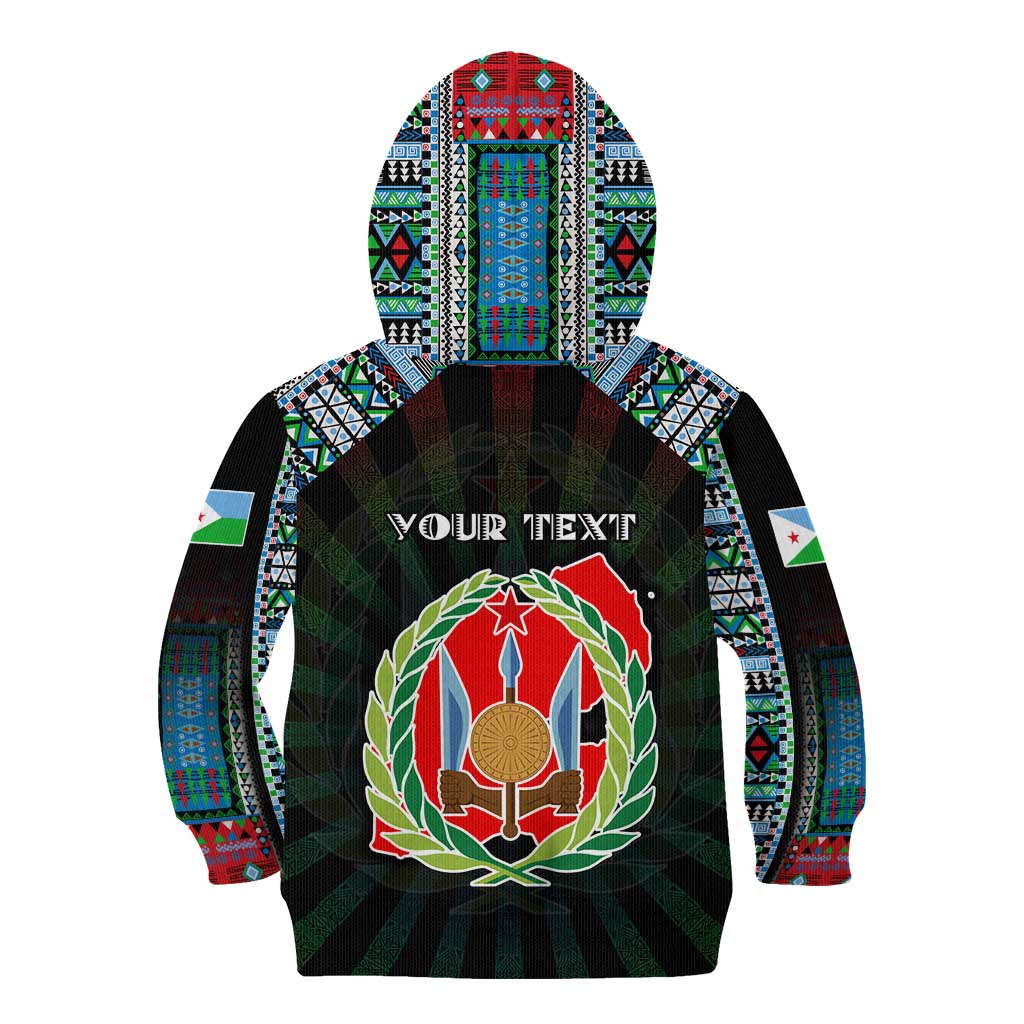 Personalized Djibouti Roots Kid Hoodie African Map in Fingerprint and Tribal Colors