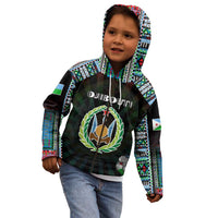Personalized Djibouti Roots Kid Hoodie African Map in Fingerprint and Tribal Colors