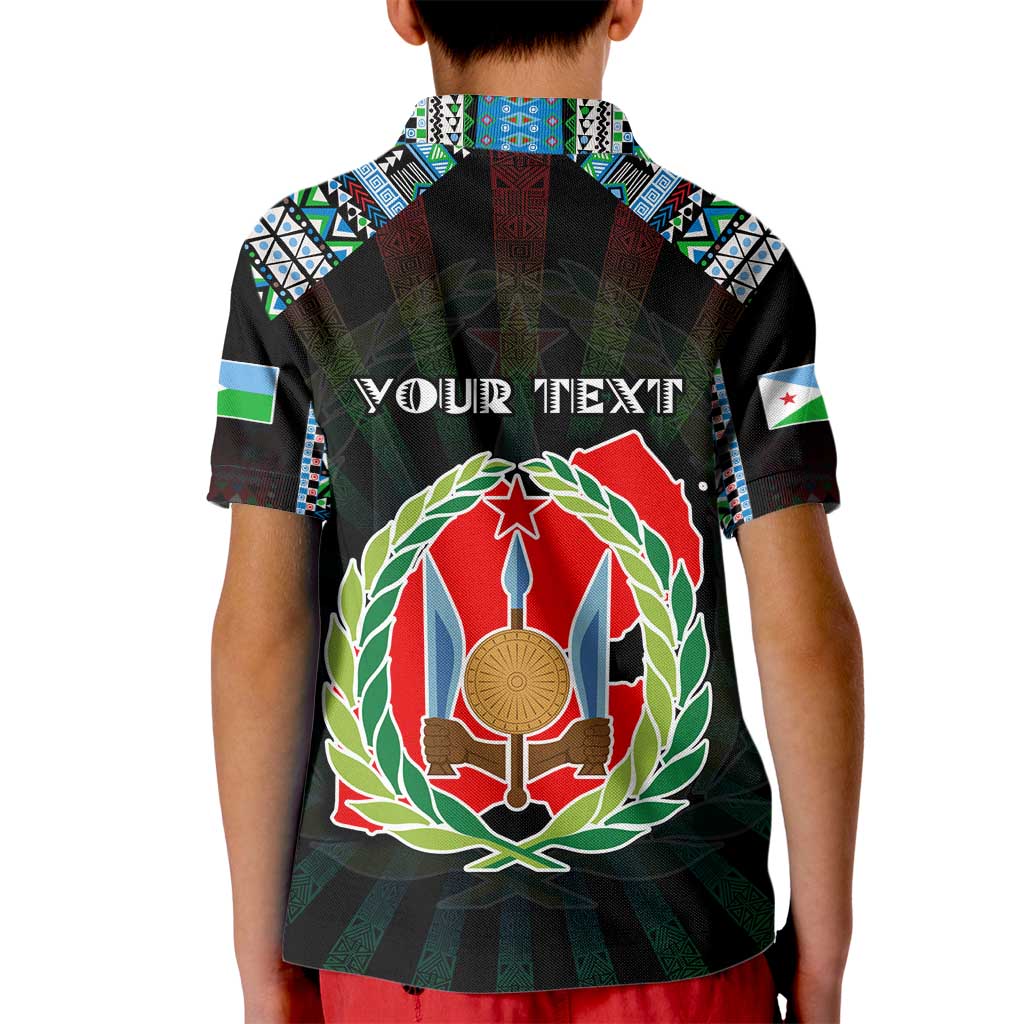 Personalized Djibouti Roots Kid Polo Shirt African Map in Fingerprint and Tribal Colors