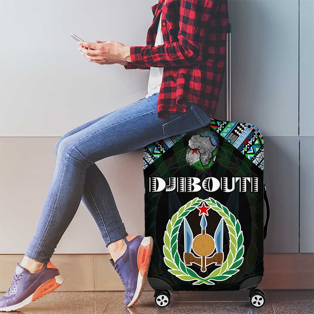 Djibouti Roots Luggage Cover African Map in Fingerprint and Tribal Colors