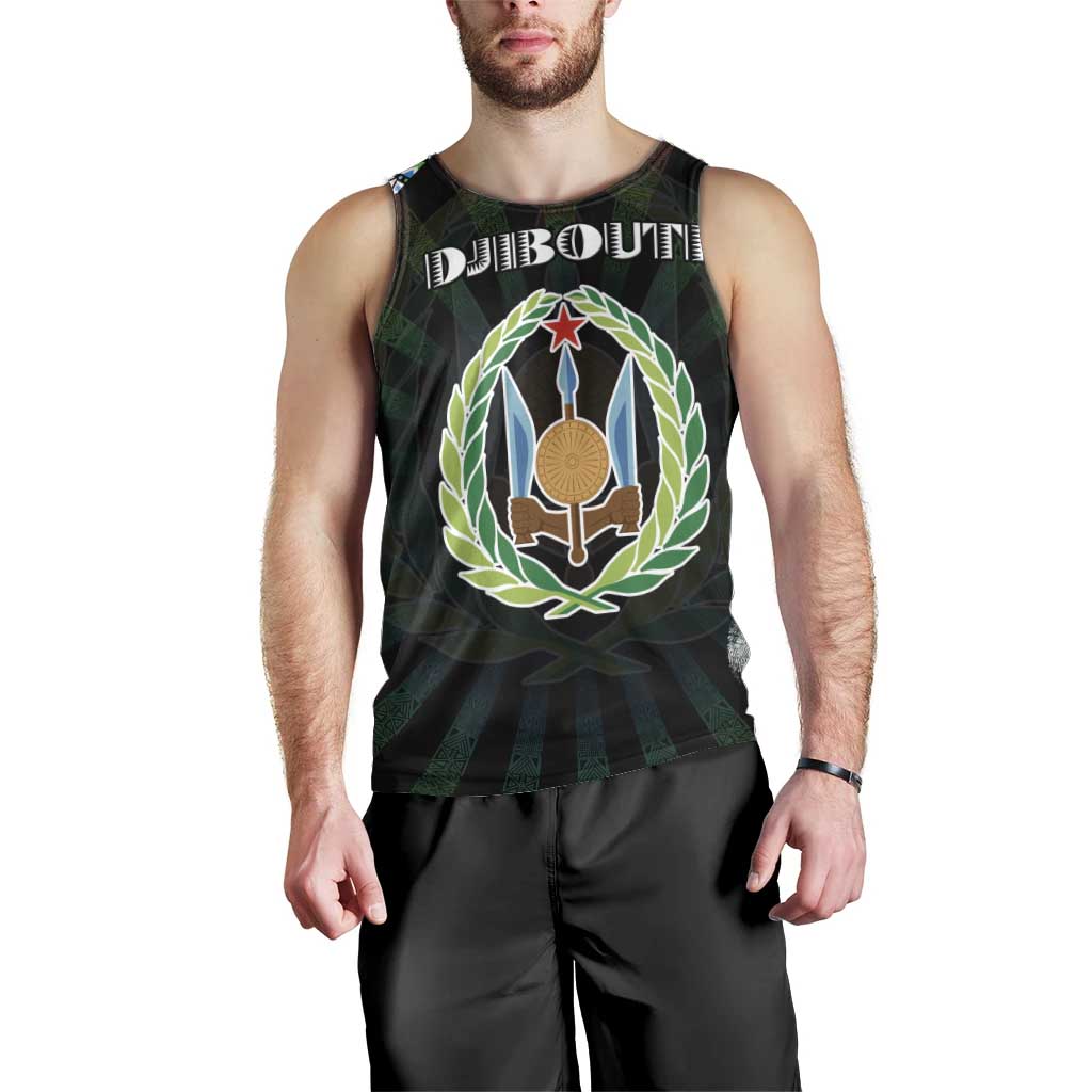 Personalized Djibouti Roots Men Tank Top African Map in Fingerprint and Tribal Colors