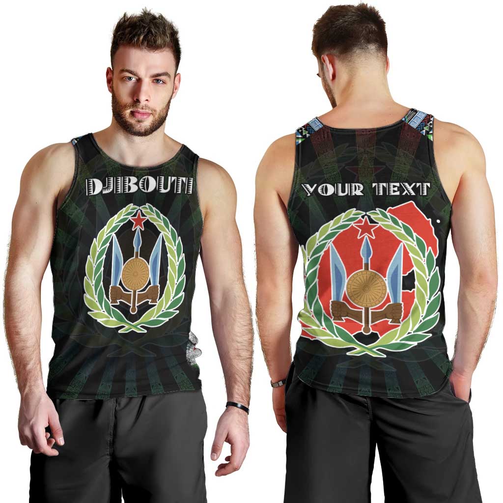 Personalized Djibouti Roots Men Tank Top African Map in Fingerprint and Tribal Colors