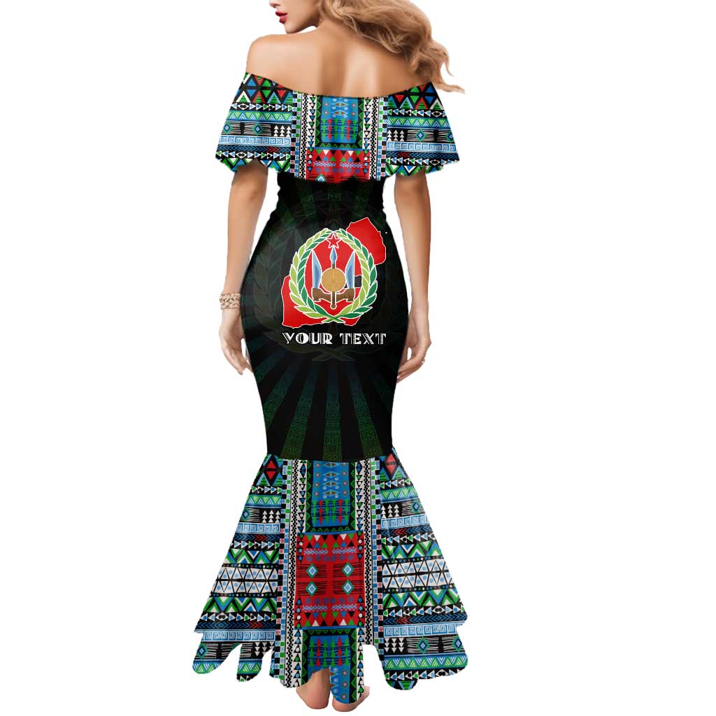 Personalized Djibouti Roots Mermaid Dress African Map in Fingerprint and Tribal Colors