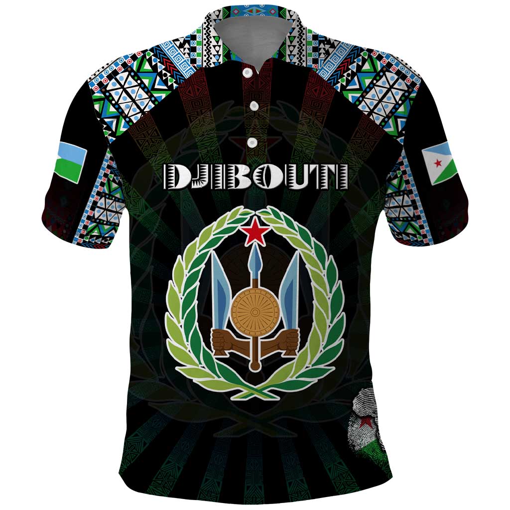 Personalized Djibouti Roots Polo Shirt African Map in Fingerprint and Tribal Colors