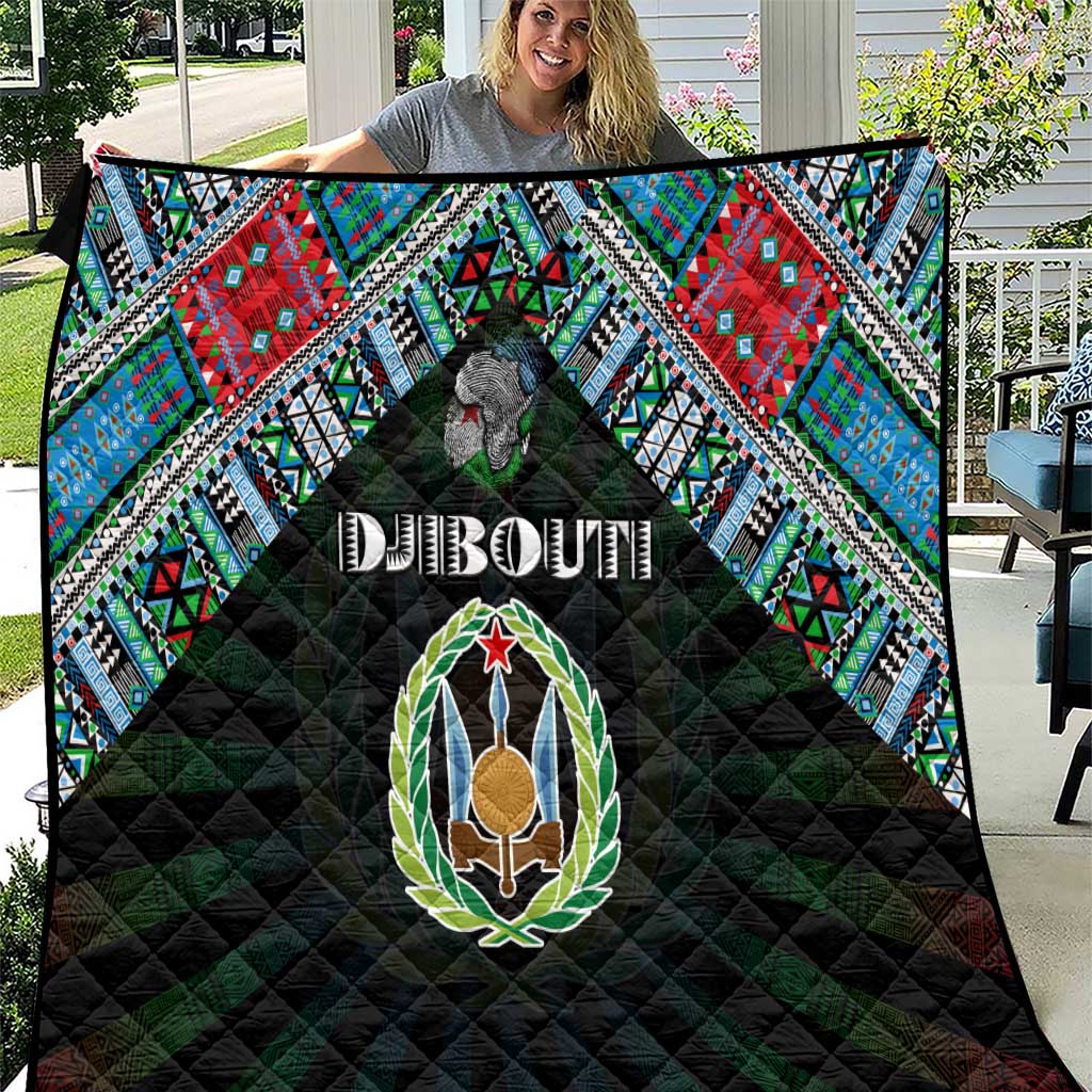 Djibouti Roots Quilt African Map in Fingerprint and Tribal Colors