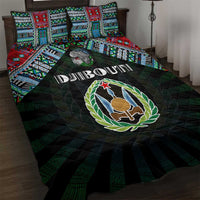 Djibouti Roots Quilt Bed Set African Map in Fingerprint and Tribal Colors