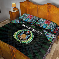 Djibouti Roots Quilt Bed Set African Map in Fingerprint and Tribal Colors