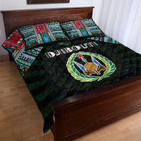 Djibouti Roots Quilt Bed Set African Map in Fingerprint and Tribal Colors