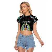 Personalized Djibouti Roots Raglan Cropped T Shirt African Map in Fingerprint and Tribal Colors