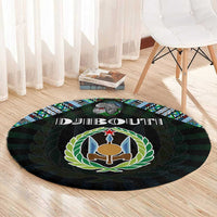 Djibouti Roots Round Carpet African Map in Fingerprint and Tribal Colors