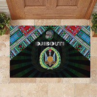 Djibouti Roots Rubber Doormat African Map in Fingerprint and Tribal Colors