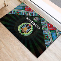 Djibouti Roots Rubber Doormat African Map in Fingerprint and Tribal Colors
