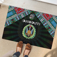 Djibouti Roots Rubber Doormat African Map in Fingerprint and Tribal Colors