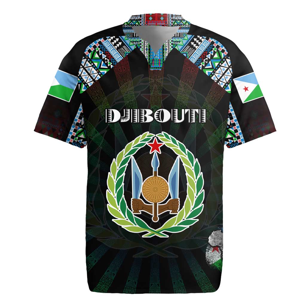 Personalized Djibouti Roots Rugby Jersey African Map in Fingerprint and Tribal Colors