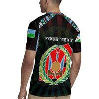 Personalized Djibouti Roots Rugby Jersey African Map in Fingerprint and Tribal Colors