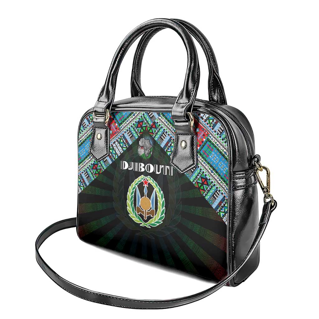 Djibouti Roots Shoulder Handbag African Map in Fingerprint and Tribal Colors