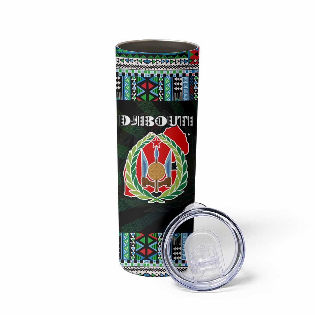 Djibouti Roots Skinny Tumbler African Map in Fingerprint and Tribal Colors