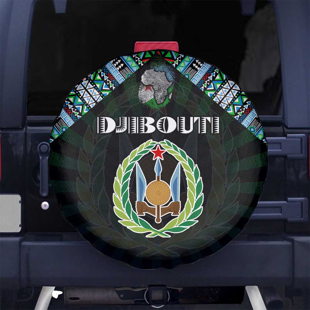 Djibouti Roots Spare Tire Cover African Map in Fingerprint and Tribal Colors