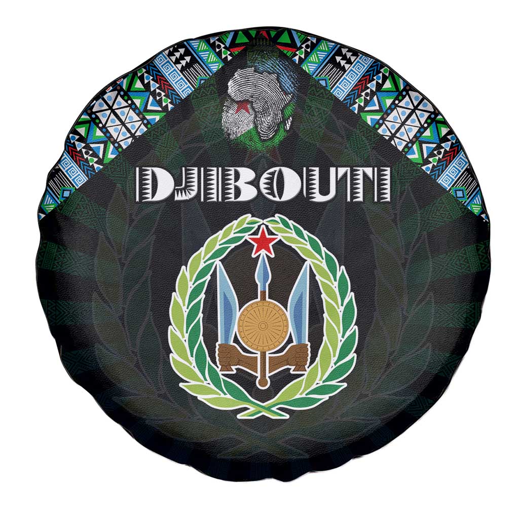 Djibouti Roots Spare Tire Cover African Map in Fingerprint and Tribal Colors