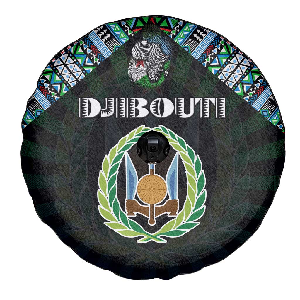 Djibouti Roots Spare Tire Cover African Map in Fingerprint and Tribal Colors