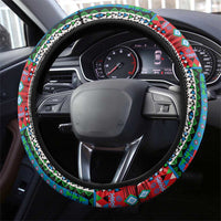 Djibouti Roots Steering Wheel Cover African Map in Fingerprint and Tribal Colors