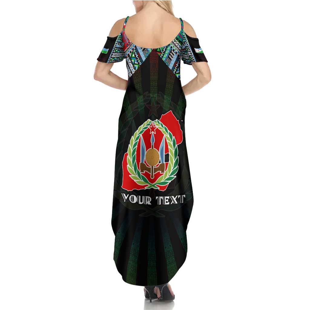 Personalized Djibouti Roots Summer Maxi Dress African Map in Fingerprint and Tribal Colors