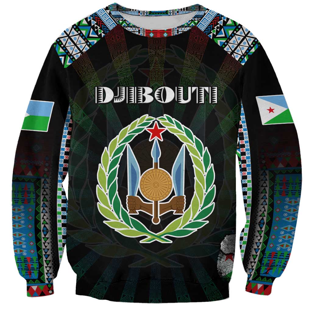 Personalized Djibouti Roots Sweatshirt African Map in Fingerprint and Tribal Colors