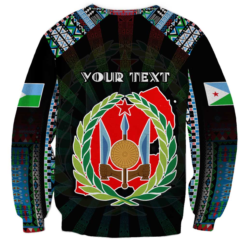 Personalized Djibouti Roots Sweatshirt African Map in Fingerprint and Tribal Colors
