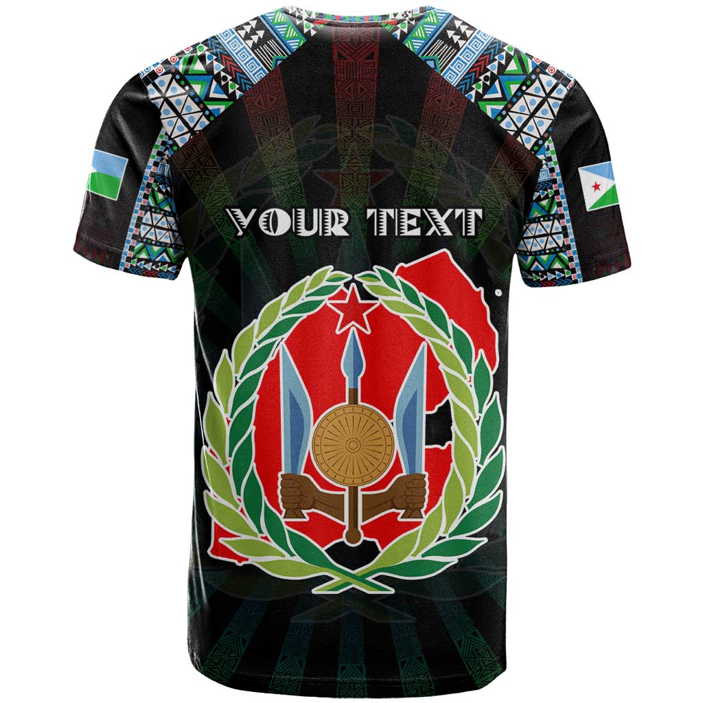 Personalized Djibouti Roots T Shirt African Map in Fingerprint and Tribal Colors