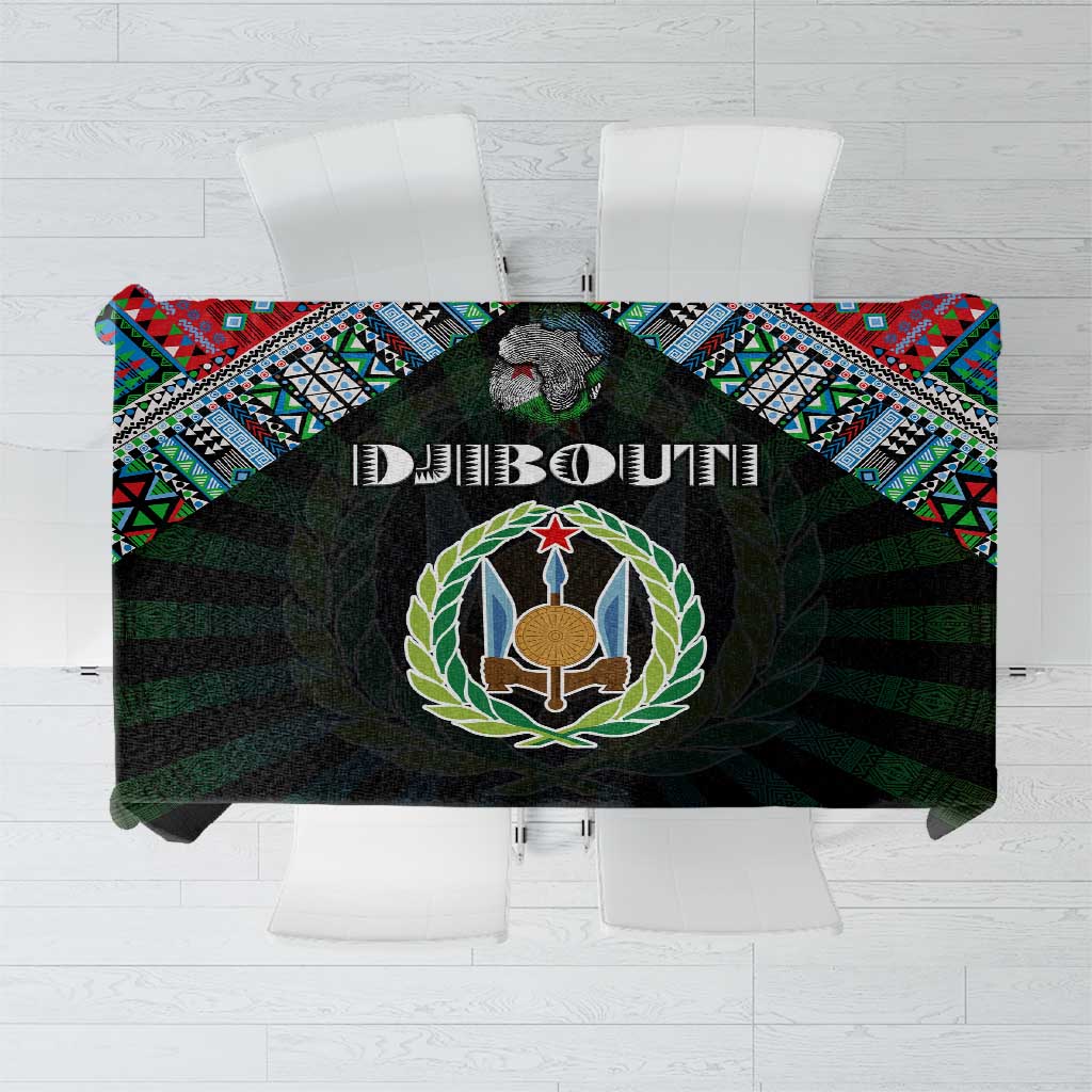 Djibouti Roots Tablecloth African Map in Fingerprint and Tribal Colors