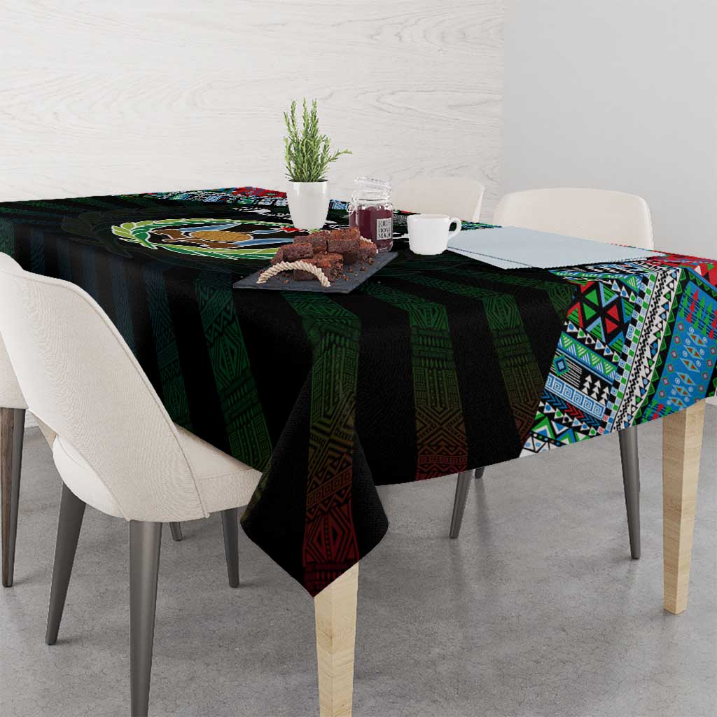 Djibouti Roots Tablecloth African Map in Fingerprint and Tribal Colors