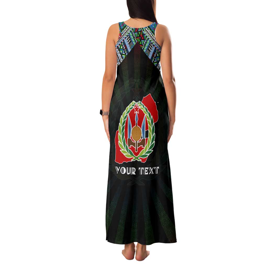 Personalized Djibouti Roots Tank Maxi Dress African Map in Fingerprint and Tribal Colors