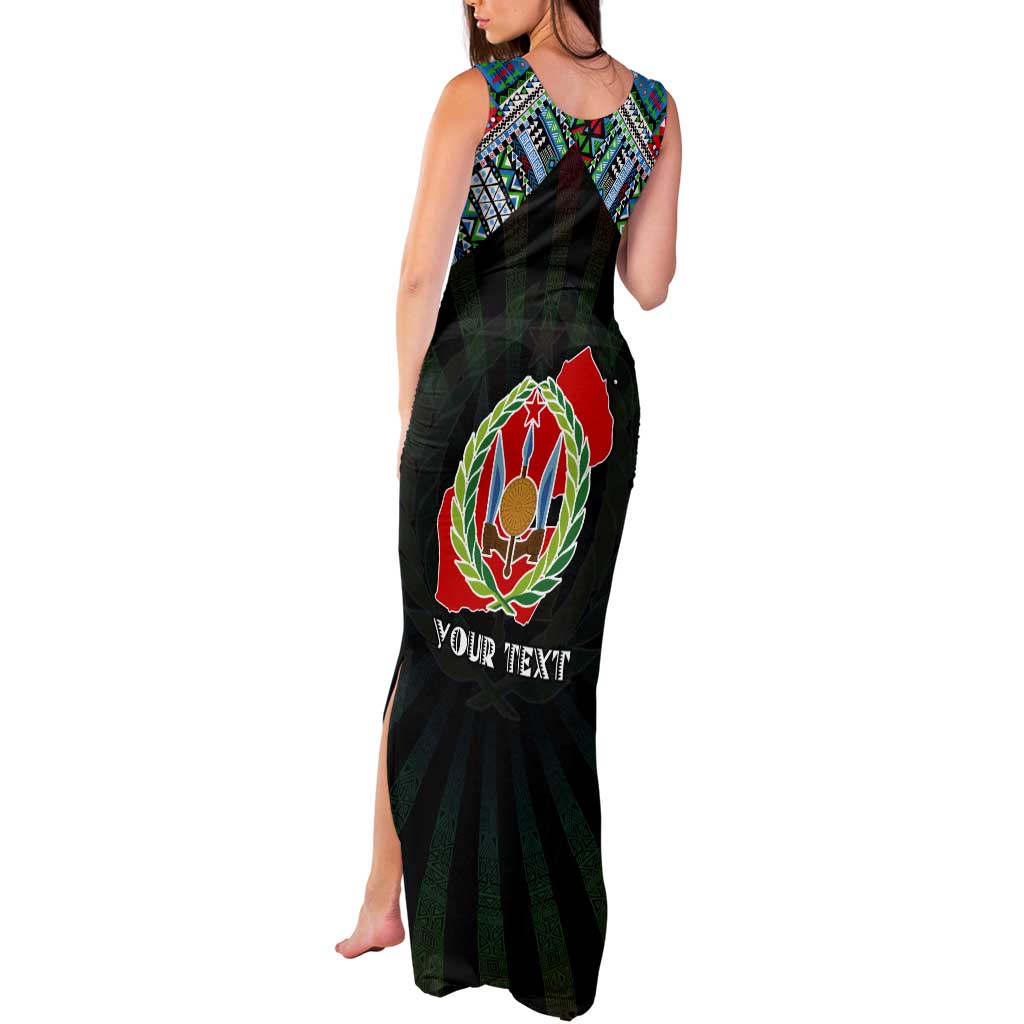 Personalized Djibouti Roots Tank Maxi Dress African Map in Fingerprint and Tribal Colors
