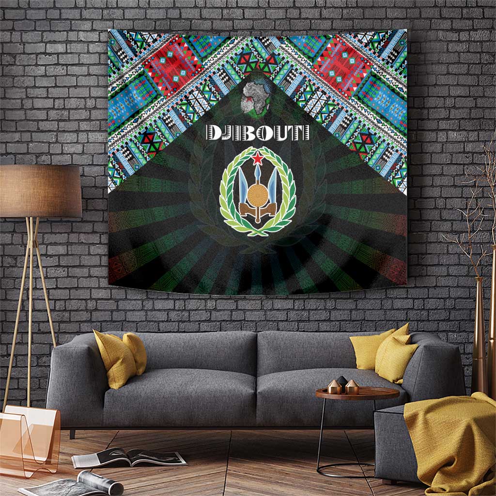 Djibouti Roots Tapestry African Map in Fingerprint and Tribal Colors