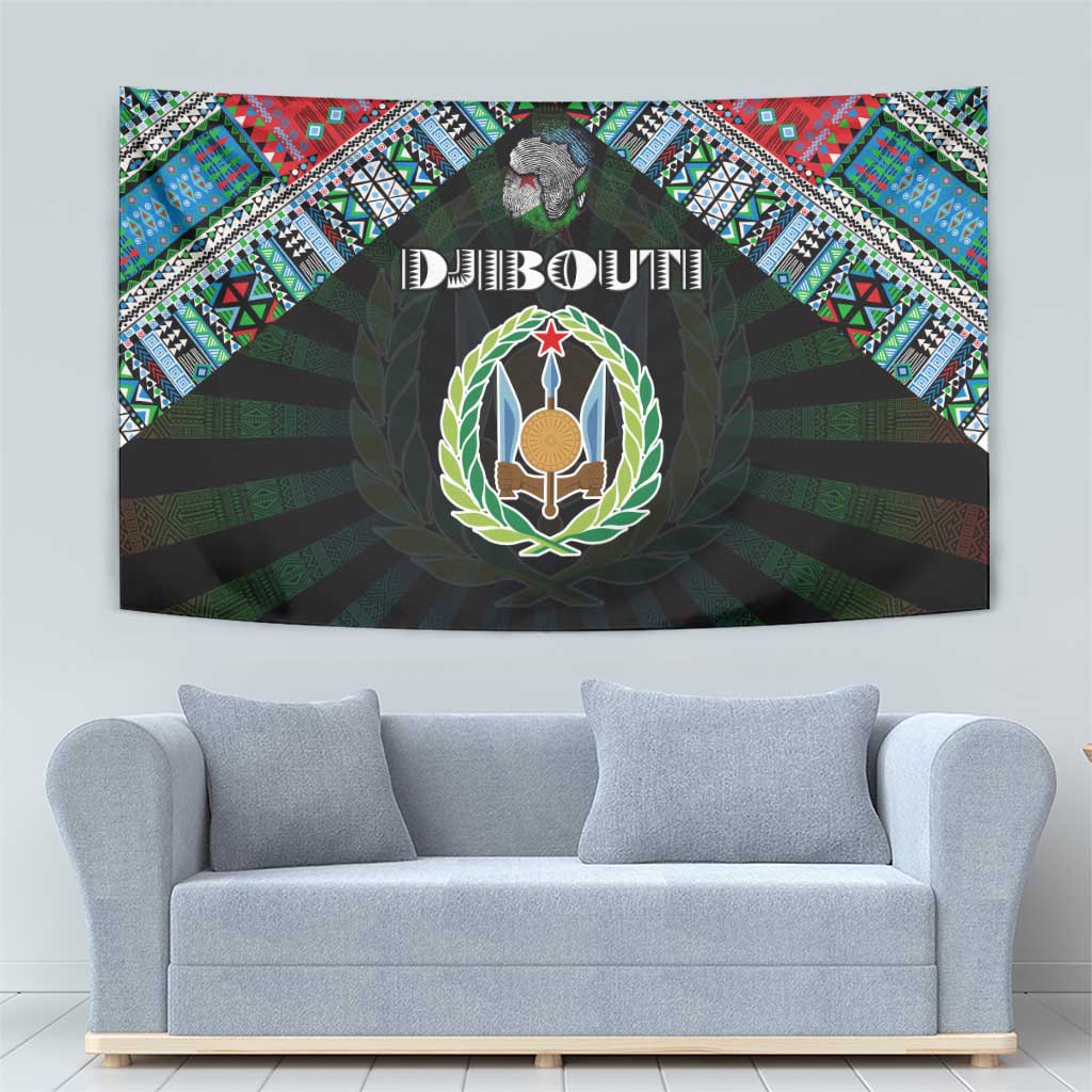 Djibouti Roots Tapestry African Map in Fingerprint and Tribal Colors